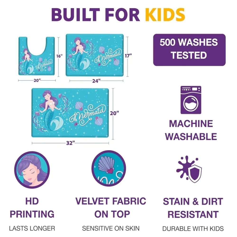 Mermaid Themed Bath Mat Set